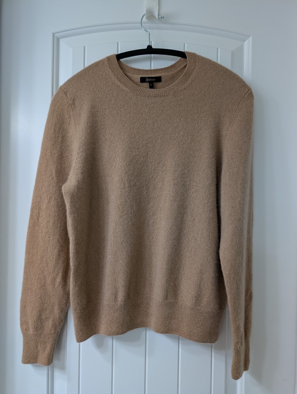 Quince Women's Mongolian Cashmere Crewneck Sweater in Camel Size L - Picture 2 of 7